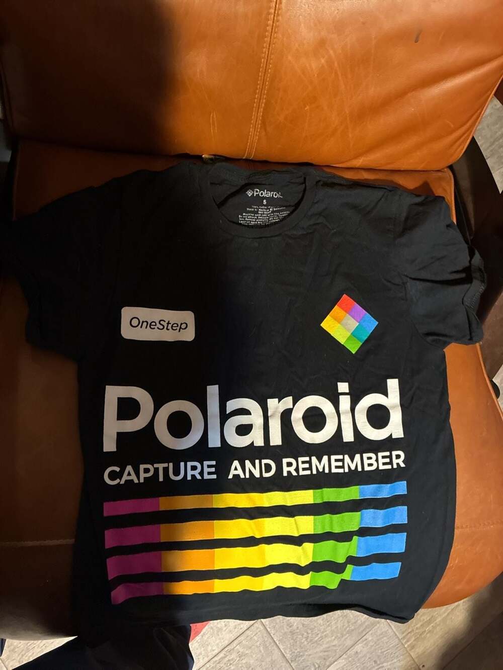 Polaroid Capture And Remember OneStep Black Graphic T-Shirt Small